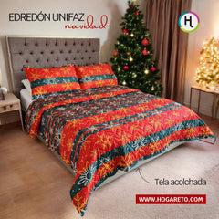 Edredón Unifaz Navidad Cama Doble 140x190cm Copos 8117