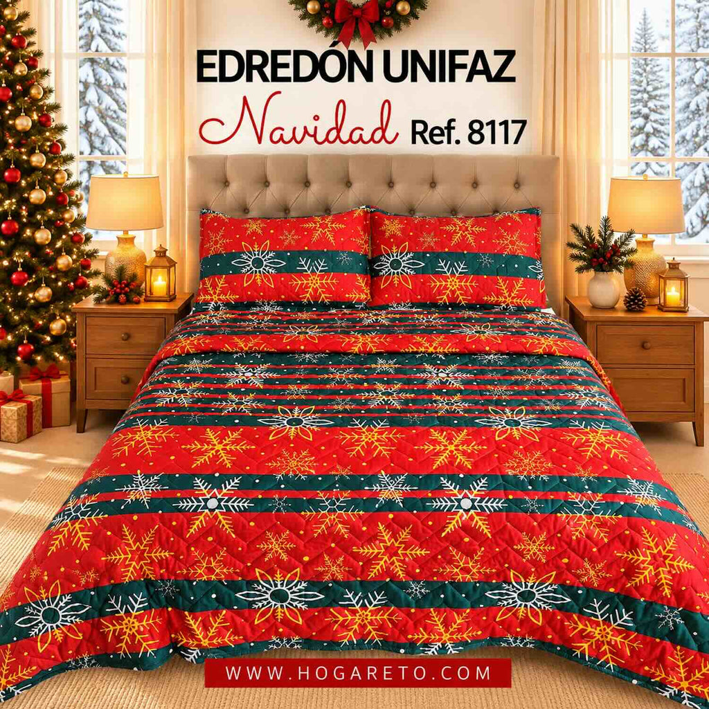 Edredón Navideño Unifaz Cama Doble 140x190cm 🎄