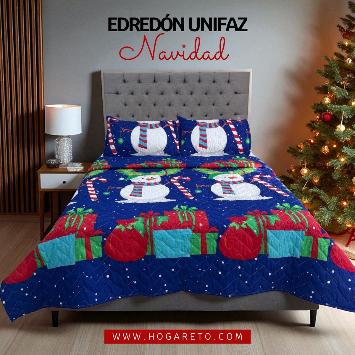 Edredón Unifaz Navidad Cama Doble 140x190cm 🎄