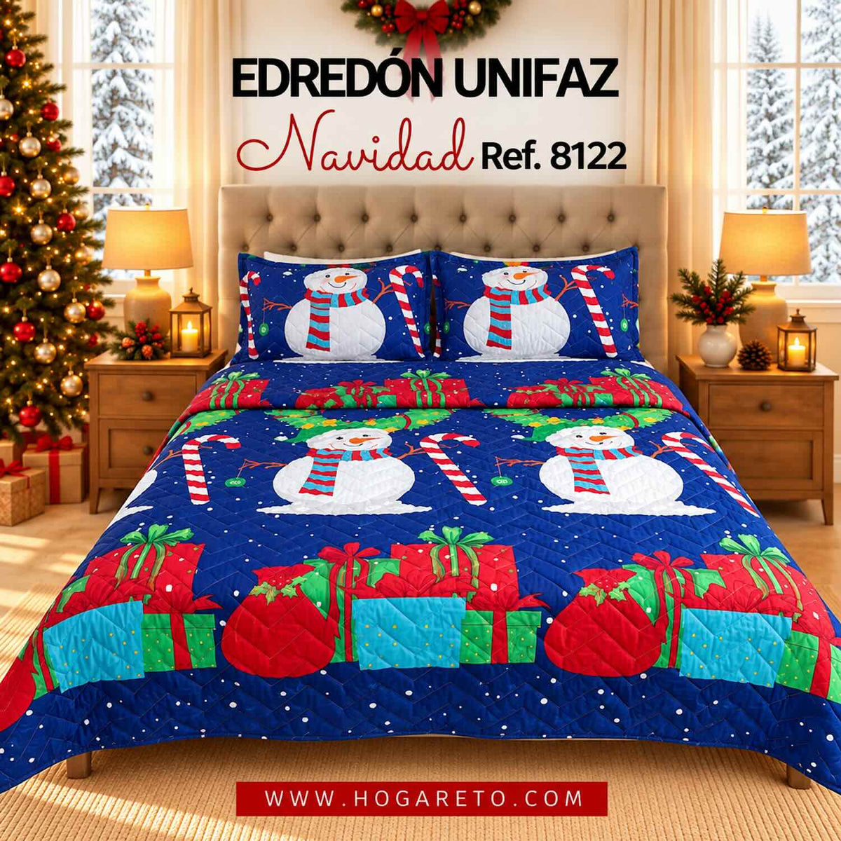 Edredón Navideño Unifaz Cama Doble 140x190cm 🎄