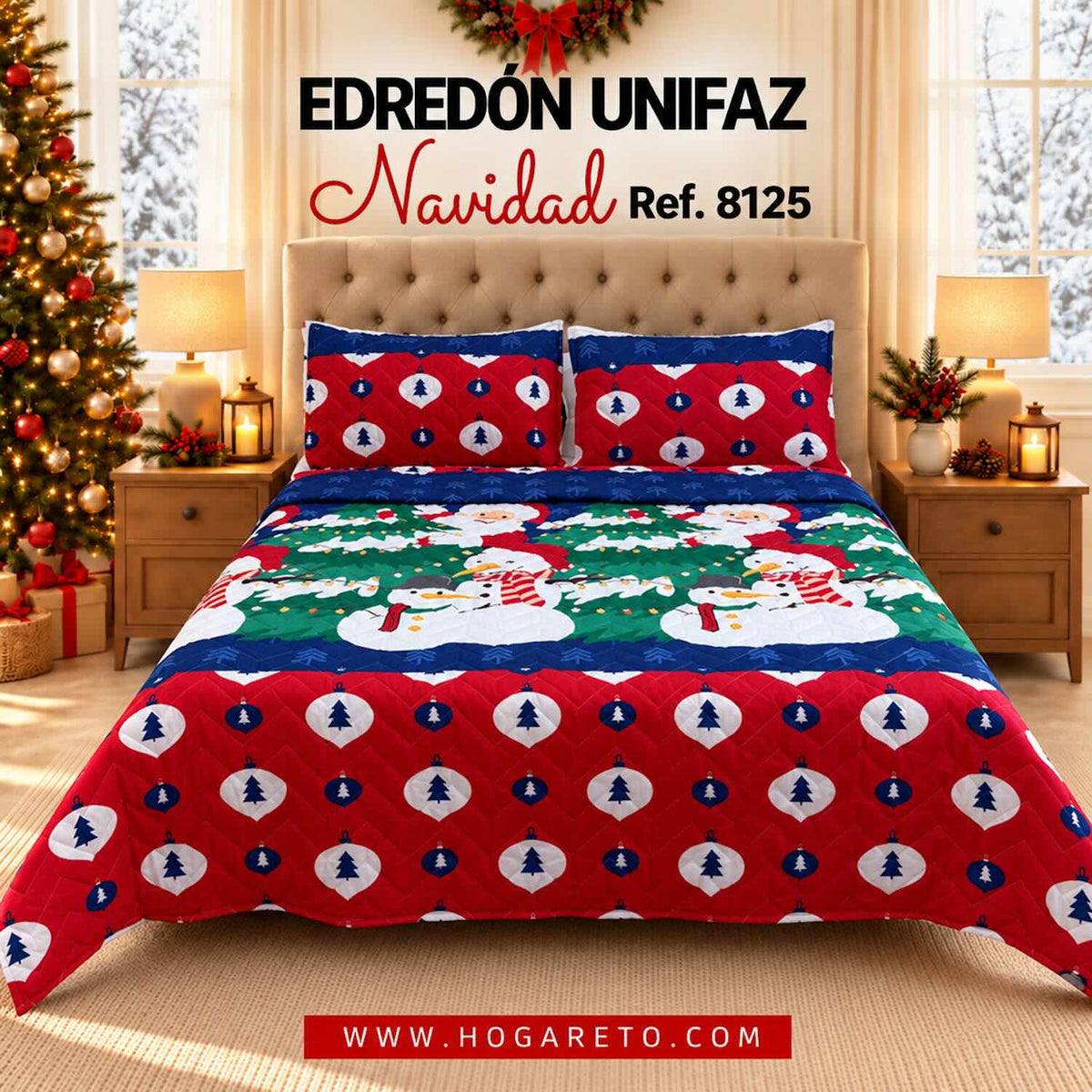 Edredón Navideño Unifaz Cama Doble 140x190cm 🎄