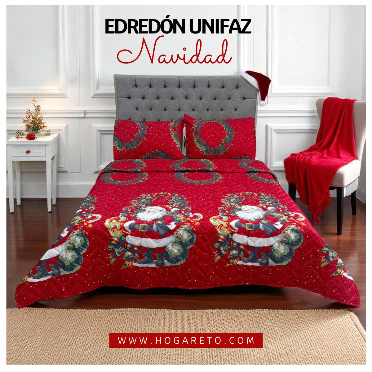 Edredón Unifaz Navidad Cama Doble 140x190cm 🎄