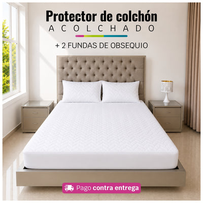 Protector de Colchón Acolchado + 2 Fundas de Obsequio