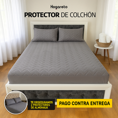 Protector de Colchón Gris + Obsequio 2 protectores de almohadas