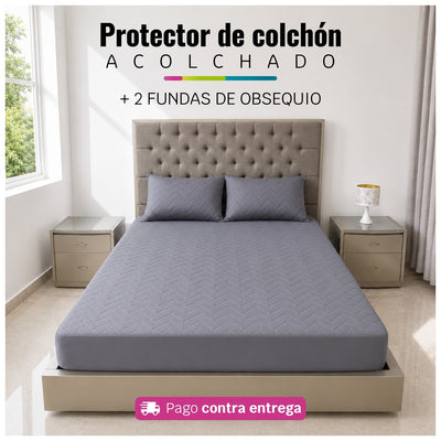 Protector de Colchón Acolchado + 2 Fundas de Obsequio