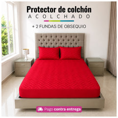 Protector de Colchón Acolchado + 2 Fundas de Obsequio