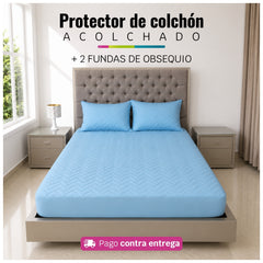 Protector de Colchón Acolchado + 2 Fundas de Obsequio