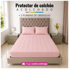 Protector de Colchón Acolchado + 2 Fundas de Obsequio