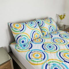 Protector de colchón estampado circulo cama doble 140x190 cm+ obsequio