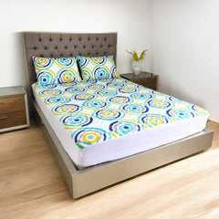 Protector de colchón estampado circulo cama doble 140x190 cm+ obsequio