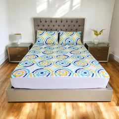 Protector de colchón estampado circulo cama doble 140x190 cm+ obsequio