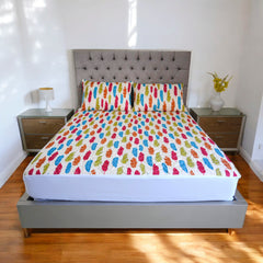 Protector de colchón estampado plumas cama doble 140x190 cm+ obsequio