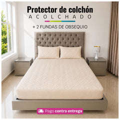 Protector de Colchón Acolchado + 2 Fundas de Obsequio