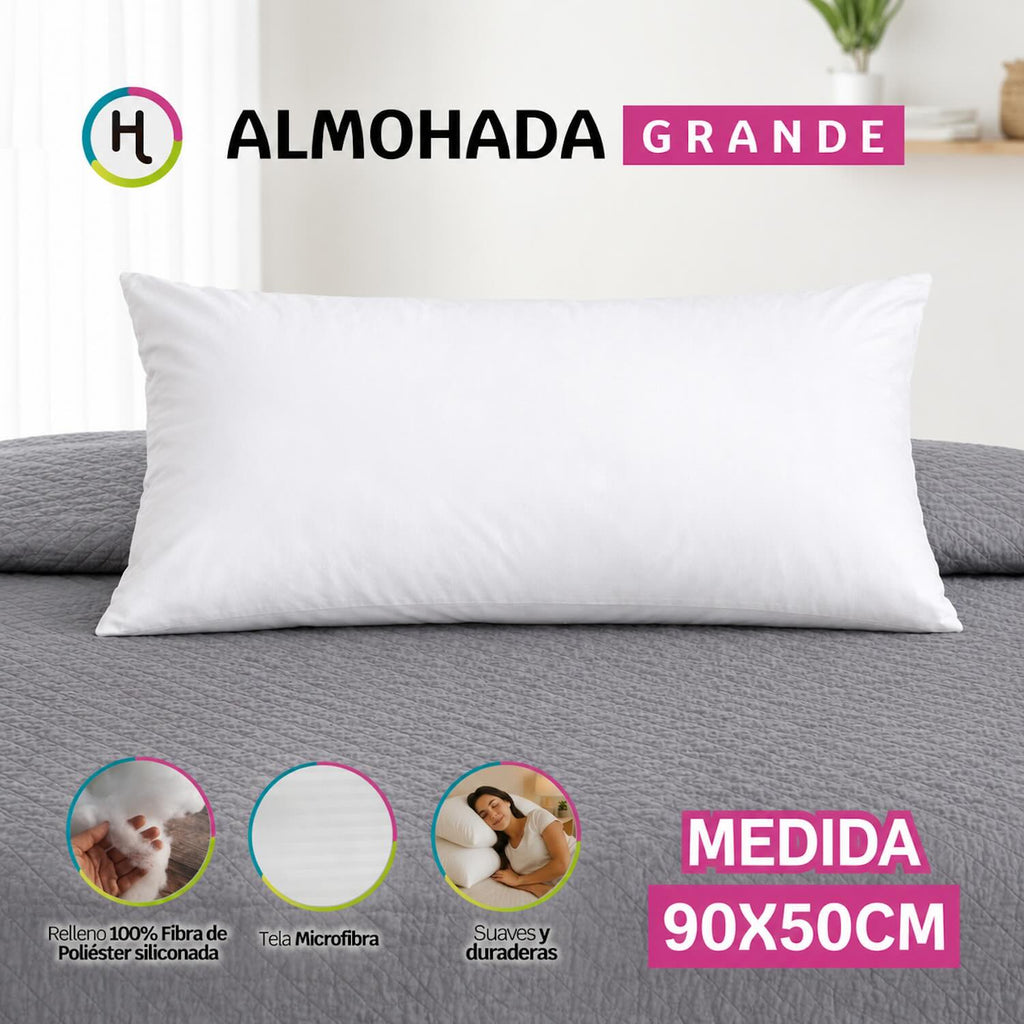Almohada Grande Siliconada 90x50cm – Suave, Fresca y 100% Colombiana