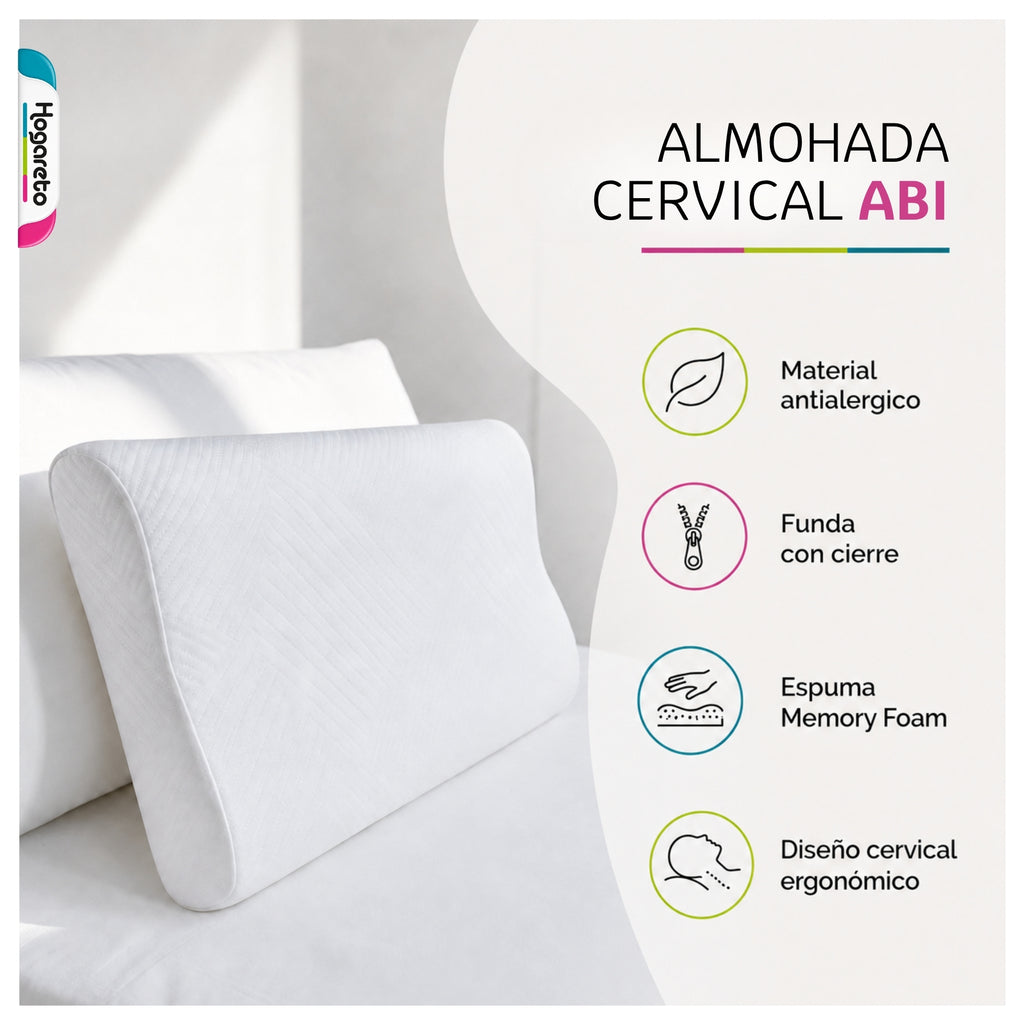 Almohada Mini Cervical ABI 50x30cm - Espuma Memory Foam de Doble Altura