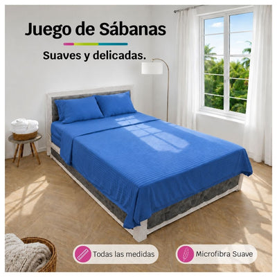 Juego de Sábanas Azul en Microfibra Suave