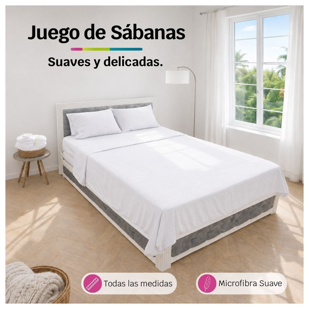 Juego de Sábanas Blancas en Microfibra Suave