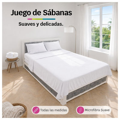 Juego de Sábanas Blancas en Microfibra Suave