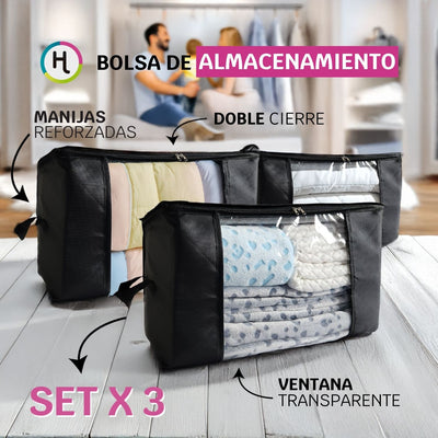 Bolsa de almacenamiento Set x 3 Amplio e Impermeable