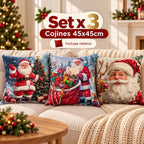 Set x 3 Cojines de Navidad 45x45 cm - Incluye Relleno 🎄
