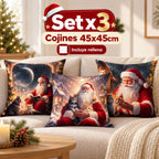 Set x 3 Cojines de Navidad 45x45 cm - Incluye Relleno 🎄
