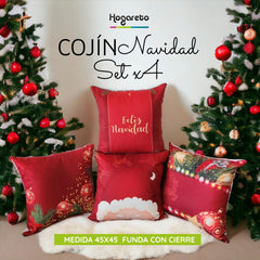 ¡OFERTA DE TEMPORADA! Set x 4 Cojines de Navidad Rojo 500