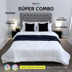 Súper Combo Cama Doble 140x190cm Azul
