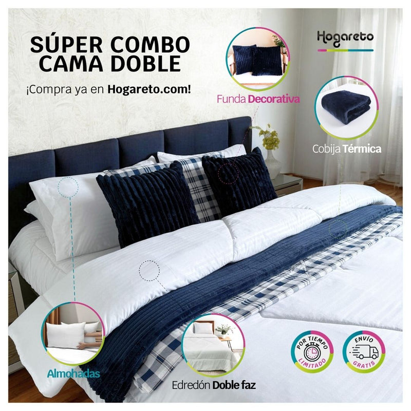 Súper Combo Cama Doble 140x190cm ¡ENVÍO GRATIS!