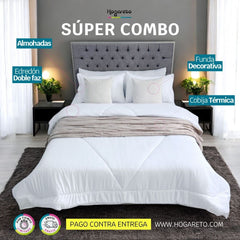 Súper Combo Cama Doble 140x190cm Beige