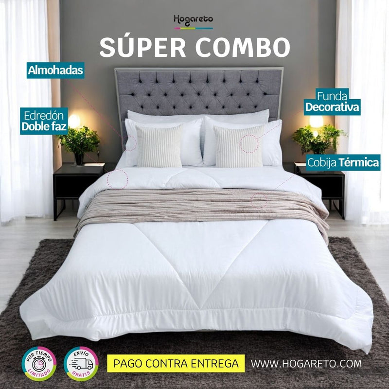 Súper Combo Cama Doble 140x190cm Beige