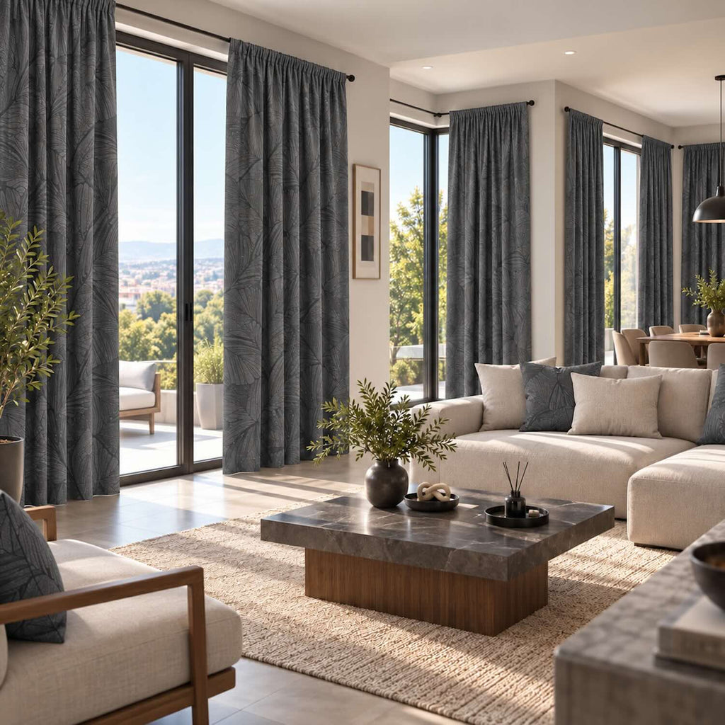 Cortinas Jacquard Diseño Hojas- 270x220cm