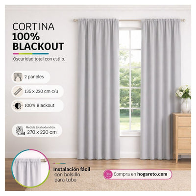Cortinas 100% Blackout Marfil – Privacidad Total - 270x220cm