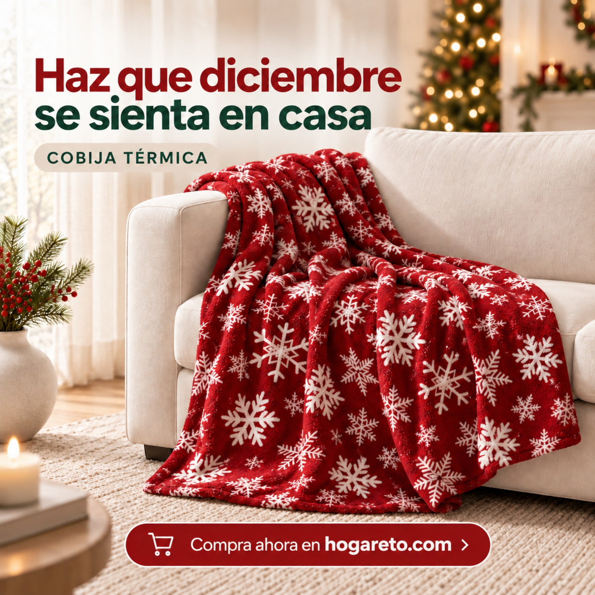 Cobija Térmica Navideña 200x180 cm Suave y Calientica 🎄