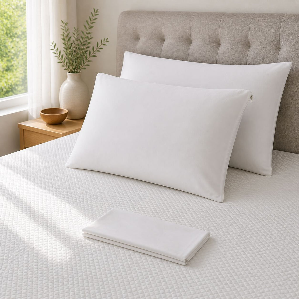 Fundas de Almohada Tela 100% Algodón de 400 Hilos con Antifluido 70x50cm
