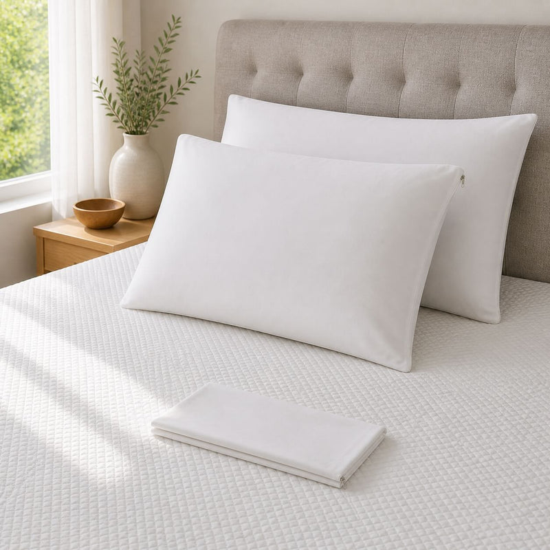 Fundas de Almohada Tela 100% Algodón de 400 Hilos con Antifluido 70x50cm