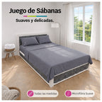 Juego de Sábanas Gris en Microfibra Suave