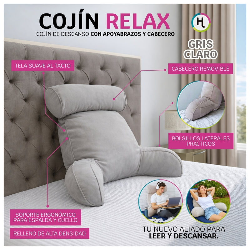 Cojín de Descanso con Apoya Brazos y Cabecero - Relax
