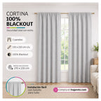 Cortinas 100% Blackout Marfil Jaspe – Privacidad Total - 270x220cm