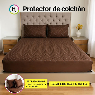 Protector de Colchón Café + Obsequio 2 protectores de almohadas