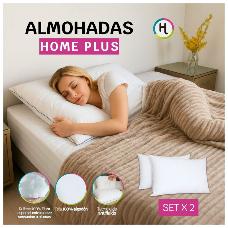 Almohadas Home Plus - Tela 100% algodón antifluido