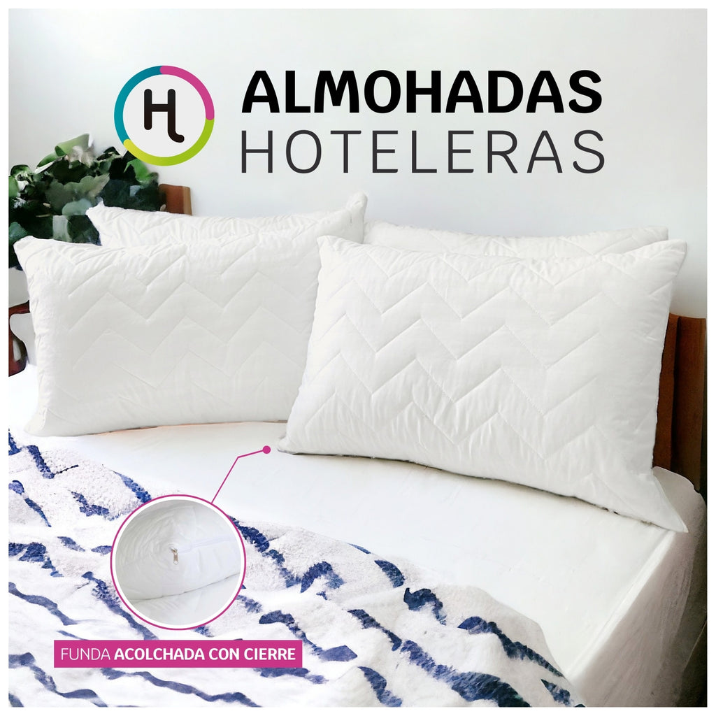 Almohadas Hoteleras Funda Con Cierre - Fibra 100% Algodón Siliconado