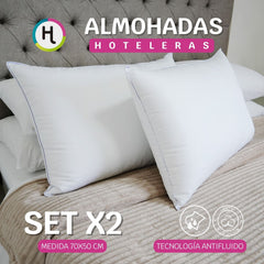 Dúo Almohadas Hoteleras - Tela 100% algodón