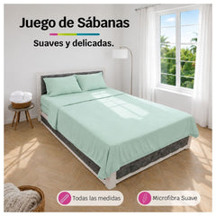 Juego de Sábanas Cama Doble 140x190cm Menta en Microfibra Suave
