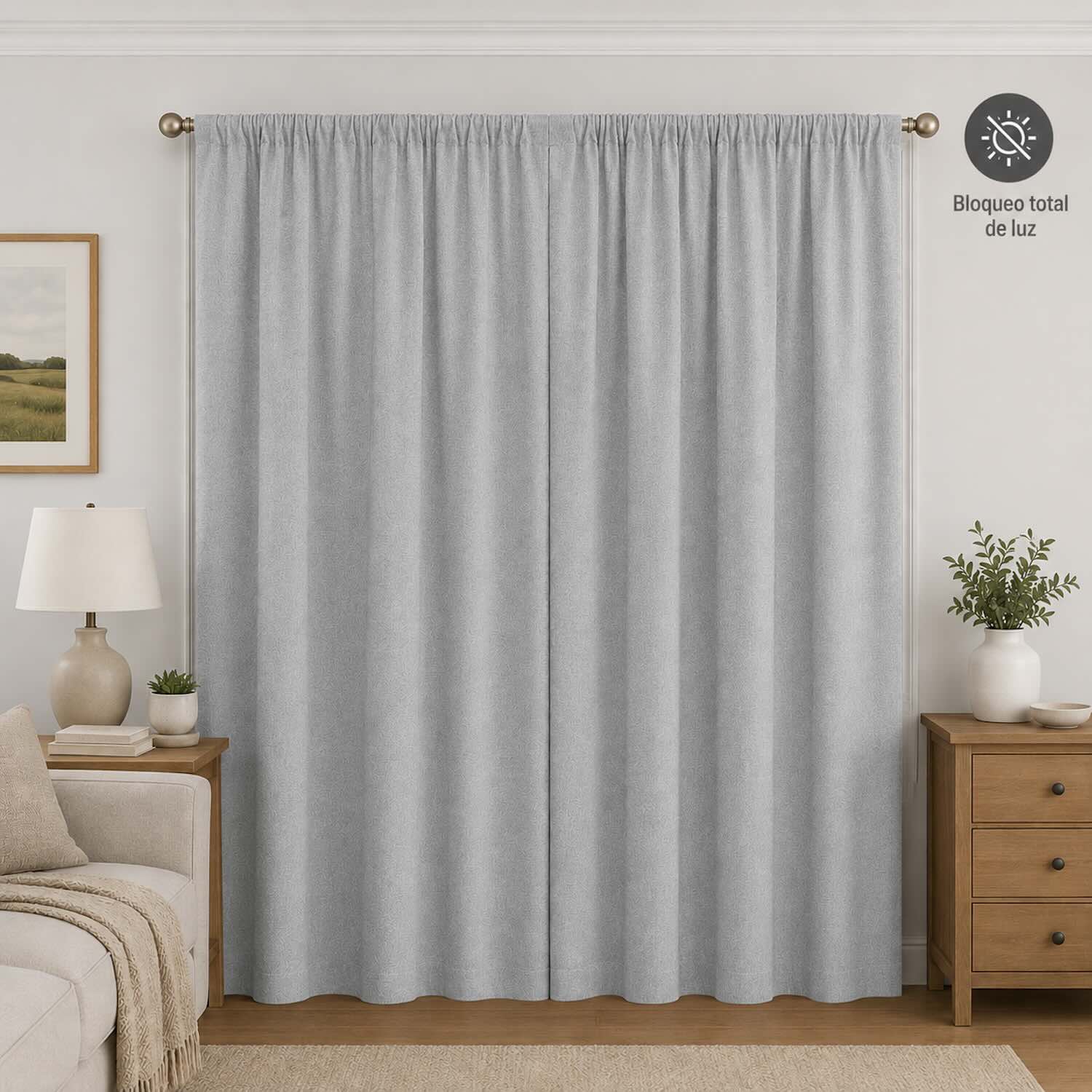 Cortinas 100% Blackout Marfil Jaspe – Privacidad Total - 270x220cm