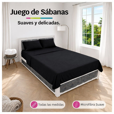 Juego de Sábanas Negras en Microfibra Suave