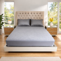 Protector Colchón Impermeable Gris + 2 Protectores de Amohadas