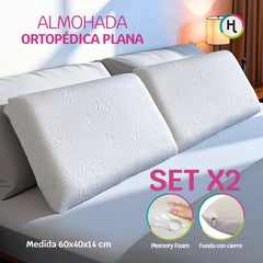 Almohada Ortopédica Plana Memory Foam