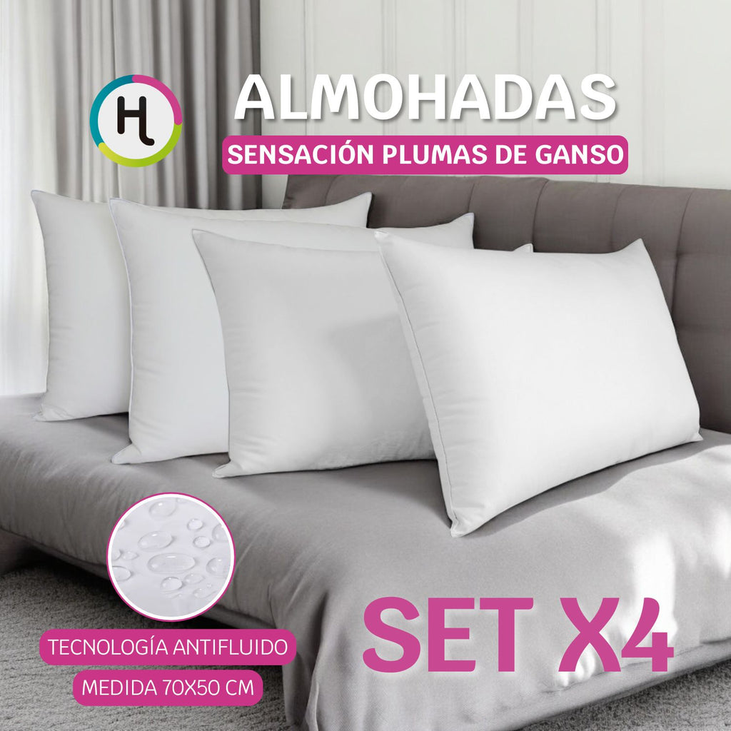 Almohada Sensación Pluma de Ganso - 100% Algodón y Antifluido