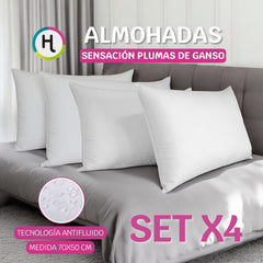 Almohadas Sensación Plumas - Tela antifluido  100% algodón