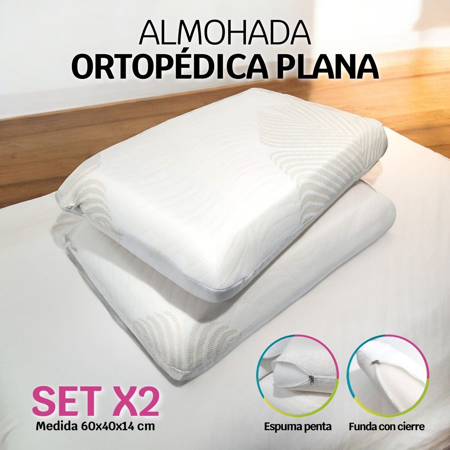 OFERTA ESPECIAL! Set x Almohadas Planas – Hogareto